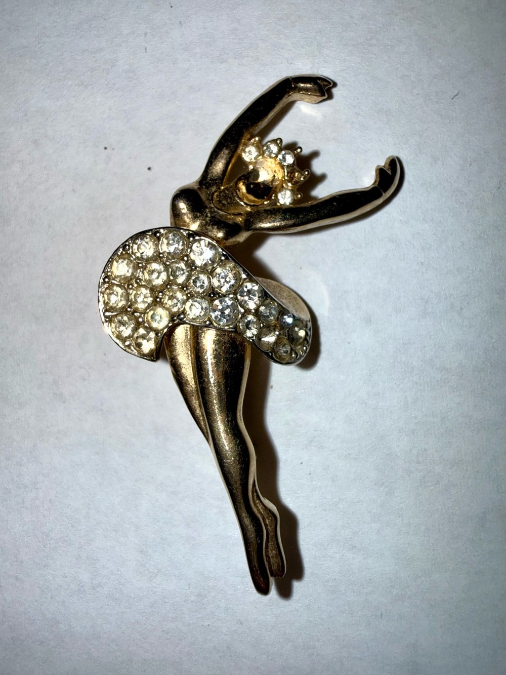Vintage Signed Kramer Ballerina Dancer Brooch Tutu Embellished Pavé Rhinestones